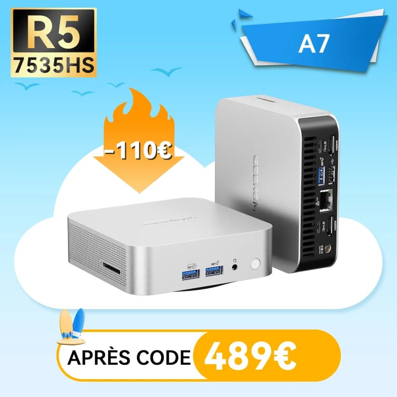 GEEKOM A7 2026 Edition Mini PC avec AMD R5- 7535HS | R5-7545U