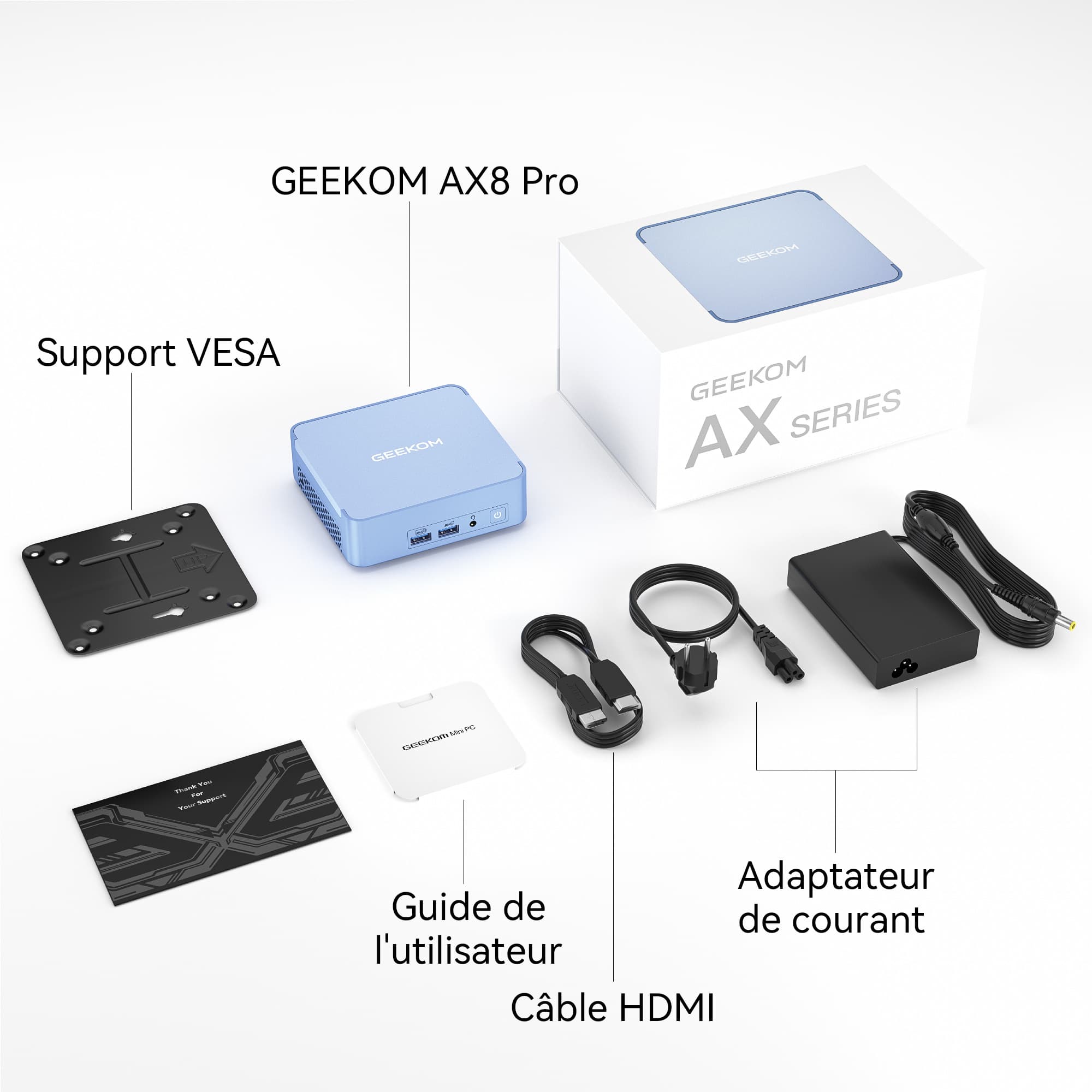 GEEKOM MINI PC A8 Liste de colis