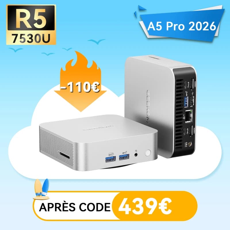 GEEKOM A5 Pro 2026 Edition Mini PC avec AMD Ryzen™ 5 7530U