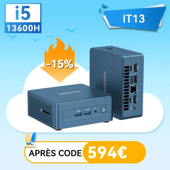 GEEKOM IT13 2026 Edition Mini PC avec Intel® Core™ i5-13600H ou U7-356H