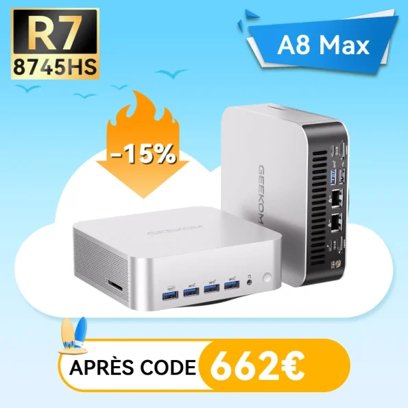 GEEKOM A8 Max Mini PC avec AMD Ryzen™ 7 8745HS