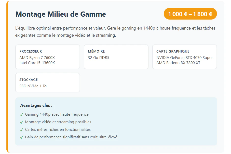 montage PC 1000-1800euros