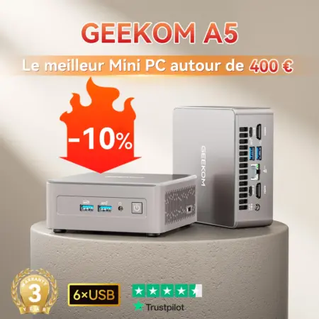 ⚡GEEKOM A5 Mini PC avec AMD R5-7430U